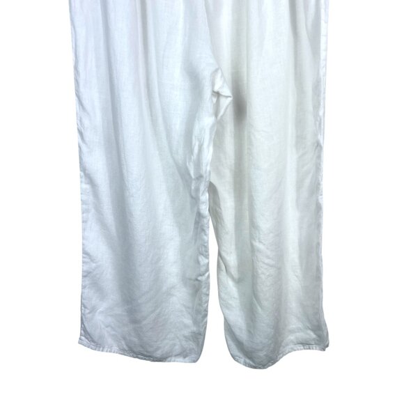 FLAX 100% Linen Wide Leg Elastic Waist Pants in White Size 2G (22-24) - Picture 10 of 11